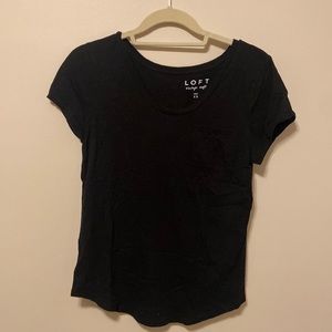 Black scoop neck t-shirt with front pocket